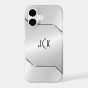 Silver Gray Metallic Design-Stainless Steel Look iPhone 17 Case