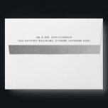 Silver Gray Metallic Faux Foil Stripe Back Inside Envelope<br><div class="desc">Invitation and announcement envelopes with pre-printed return address and faux silver foil effect stripe the back flap and printed inside as a patterned liner. Envelope background color can be changed using the color picker. The silver effect is printed artwork. Inside design is printed directly onto the envelopes = no additional...</div>