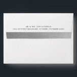 Silver Gray Metallic Faux Foil Stripe Back Inside Envelope<br><div class="desc">Invitation and announcement envelopes with pre-printed return address and faux silver foil effect stripe the back flap and printed inside as a patterned liner. Envelope background color can be changed using the color picker. The silver effect is printed artwork. Inside design is printed directly onto the envelopes = no additional...</div>
