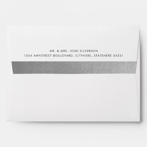 Silver Gray Metallic Faux Foil Stripe Back Inside Envelope