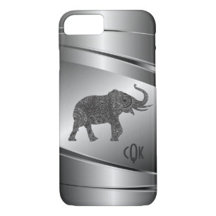 Silver Gray Metallic Floral Elephant iPhone 8/7 Case