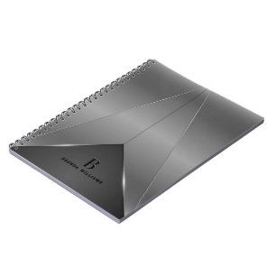 Silver gray metallic geometric design notebook