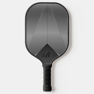 Silver gray metallic geometric design pickleball paddle