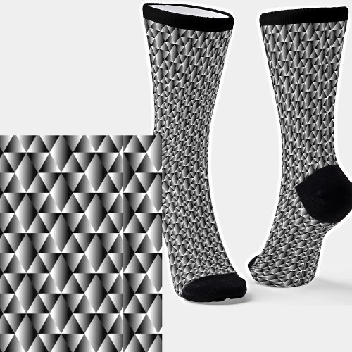 Silver Gray Metallic Shine Effect Geometric Socks