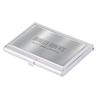 Silver Gray Metallic Stainless Steel Texture Business Card Case