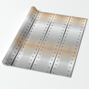 Silver-gray metallic stripes pattern wrapping paper