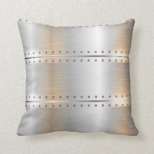 Silver-gray metallic stripes throw pillow