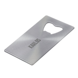 Silver-gray metallic texture 2 credit card bottle opener