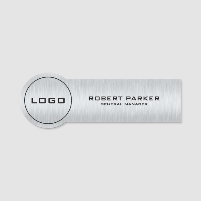 Silver Gray Metallic Texture Name Tag (Front)
