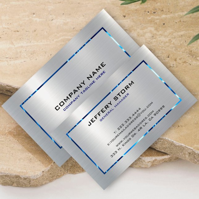 Silver Gray Metallic Texture Stainless Steel Look  Business Card (Creator Uploaded)