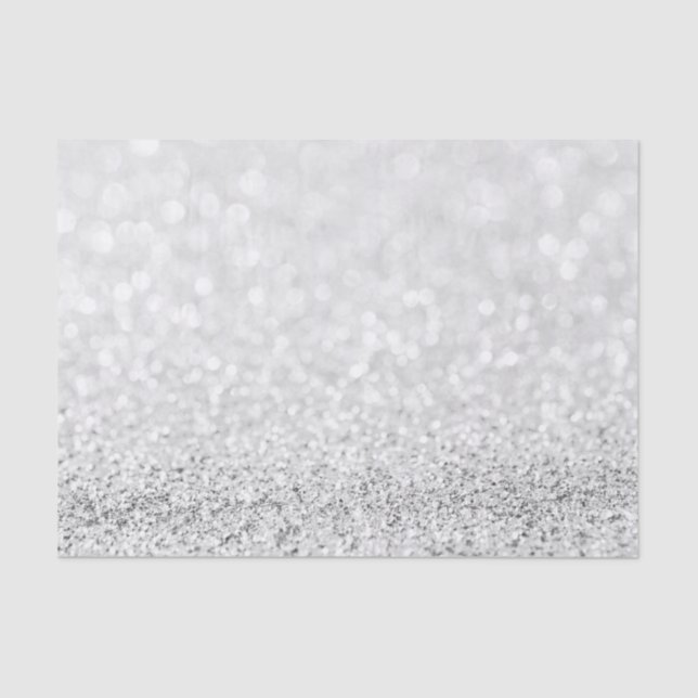 Silver Gray Minimal Glitter Delicate White Girly Tissue Paper (Front)