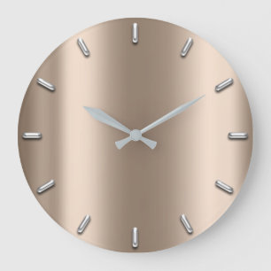 Silver Gray Minimalism Deep Blush Ivory Large Clock