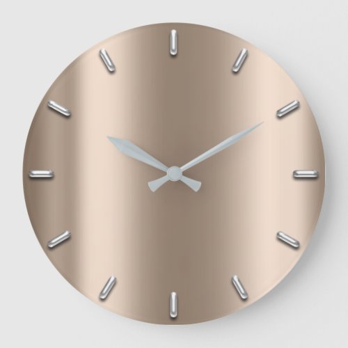 Silver Gray Minimalism Deep Blush Ivory Large Clock