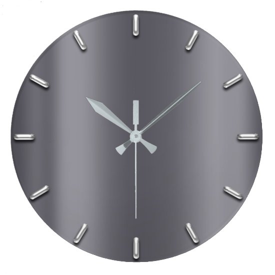 Silver Gray Minimalism Deep Graphite Elegant Large Clock