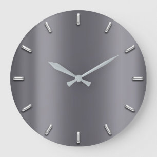 Silver Gray Minimalism Deep Graphite Elegant Large Clock