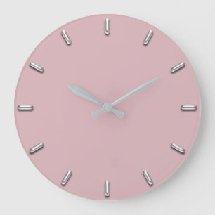 Silver Gray Minimalism Eggplant Pink Rose Large Clock