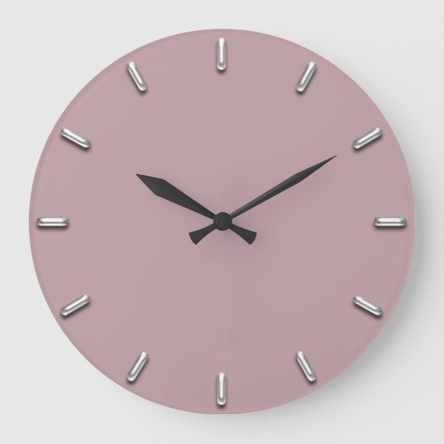 Silver Gray Minimalism Eggplant Purple  Elegant Large Clock (Front)