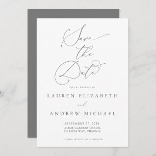 Silver Gray Minimalist Save the Date Invitation