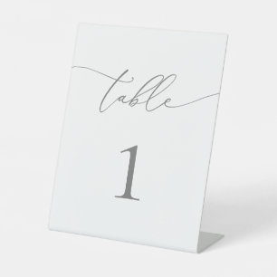 Silver Gray Minimalist Table Number Pedestal Sign