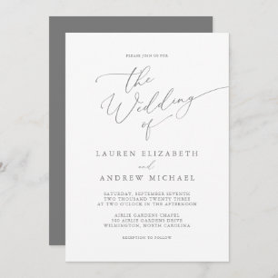 Silver Gray Minimalist Wedding Invitation