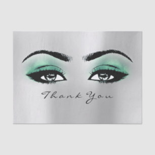 Silver Gray Mint Mermaid Metallic Thank You Eyes Tissue Paper