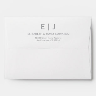 Silver Gray Modern Couple Initials Personalized  Envelope