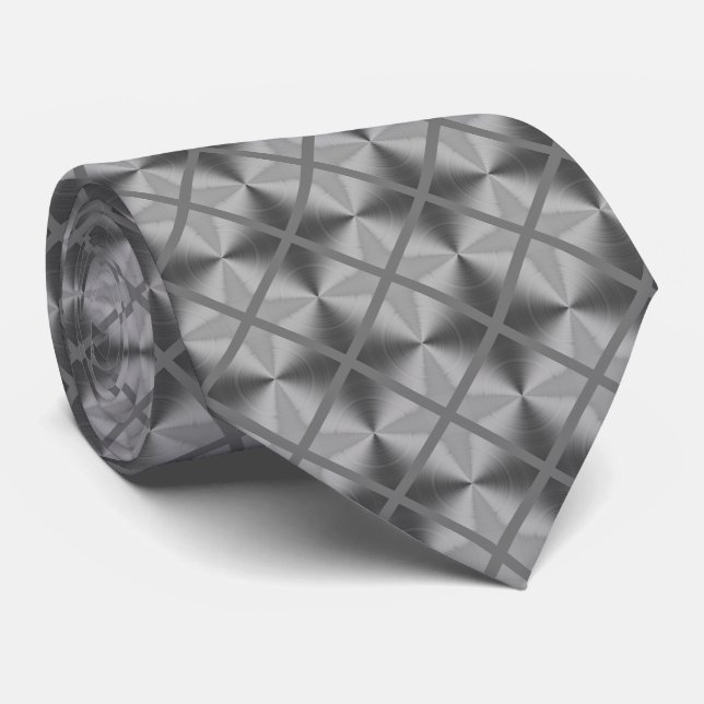 Silver Gray Modern Pattern Neck Tie (Rolled)