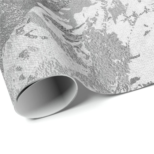 Silver Gray Monochrom Marble Shiny Metallic VIP Wrapping Paper (Roll Corner)