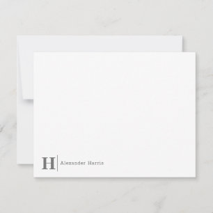 Silver Gray Monogram Line Modern Simple Business Note Card