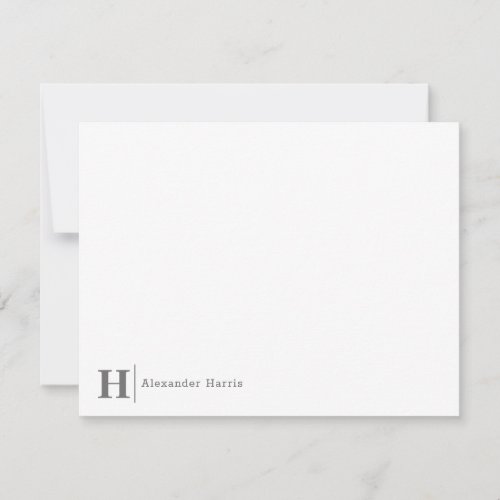 Silver Gray Monogram Line Modern Simple Business Note Card