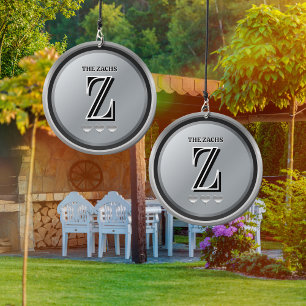 Silver Gray Monogram Personalized Family Home Wind Chime