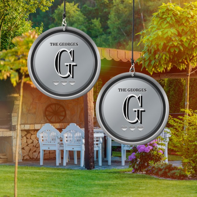 Silver Gray Monogram Personalized Family Home Wind Chime (Creator Uploaded)