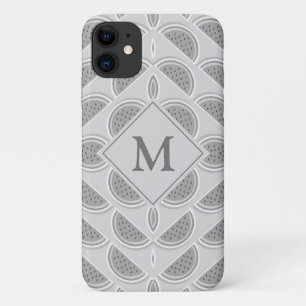 Silver Gray Monogram Watermelon iPhone 11 Case