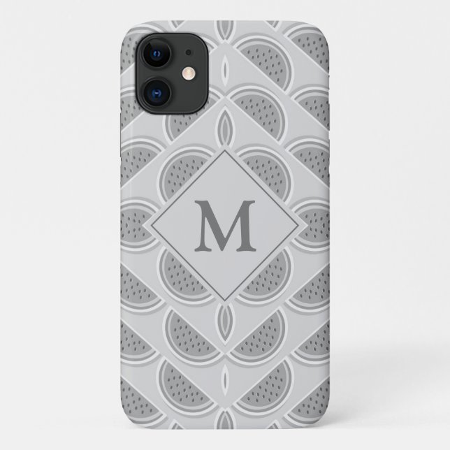 Silver Gray Monogram Watermelon Case-Mate iPhone Case (Back)