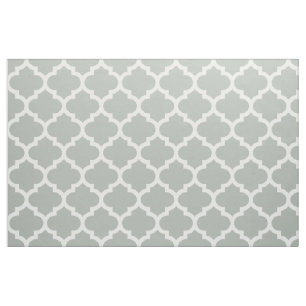 Silver Gray Moroccan Quatrefoil Trellis Fabric