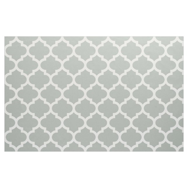 Silver Gray Moroccan Quatrefoil Trellis Fabric (Fat Quarter)