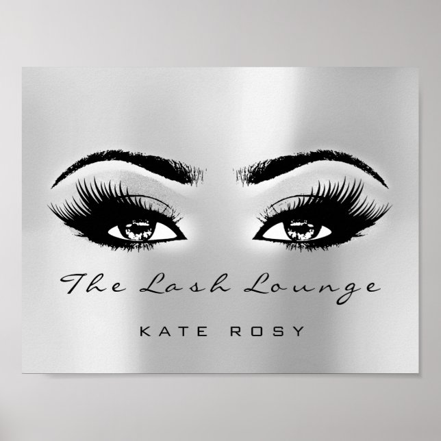 Silver Gray Name Makeup Artist Beauty Studio Lashe Poster (Front)
