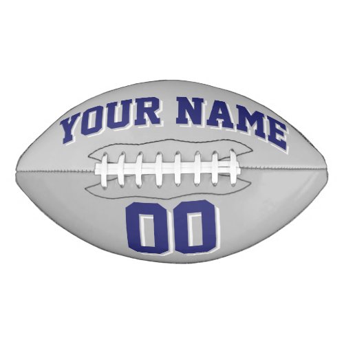 SILVER GRAY NAVY BLUE AND WHITE Custom Football