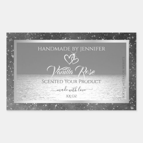 Silver Gray Ocean Product Labels Glitter Stars