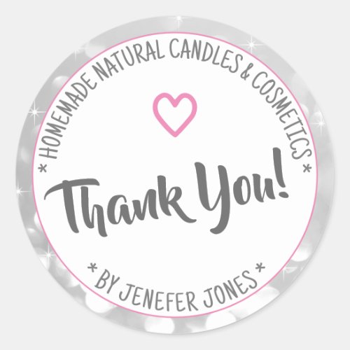 Silver Gray Ombre Border Frame Thank You Labels