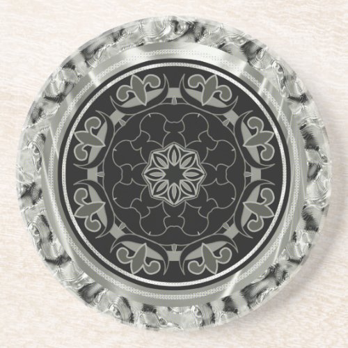 Silver Gray Ornate Celtic Design Drink Coaster