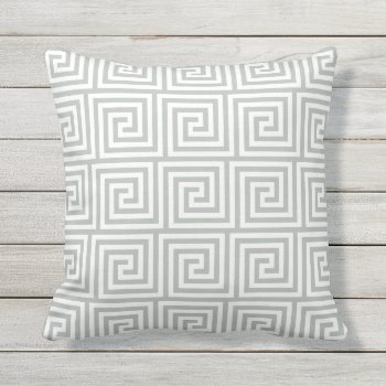 Silver Gray Outdoor Pillows Greek Key by Richard__Stone at Zazzle