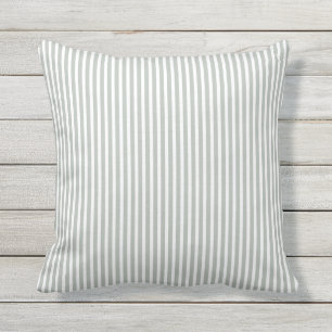Silver Gray Outdoor Pillows - Oxford Stripe