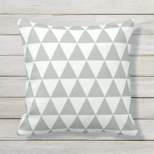Silver Gray Outdoor Pillows - Triangles Pattern