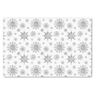 Silver Gray Pattern Of Snowflakes Tissue Paper