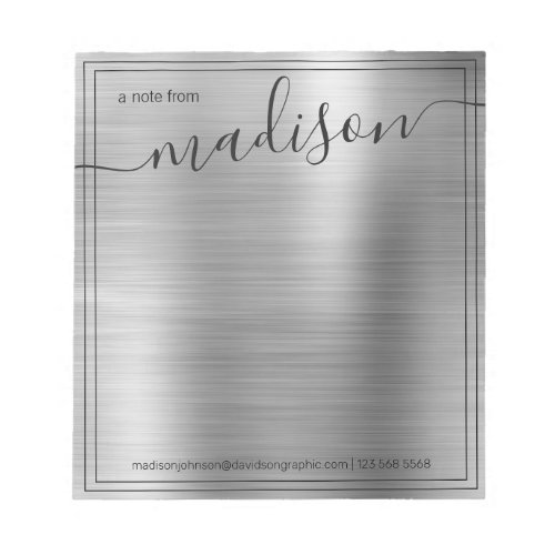 Silver Gray Personalized Name From The Desk Of  Notepad