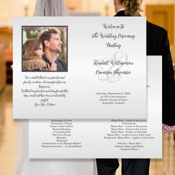 Silver Gray Photo Wedding Program Folded by Country_Wedding at Zazzle