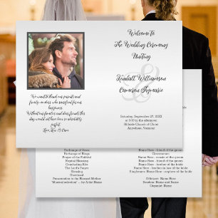 Silver Gray Photo Wedding Program Folded