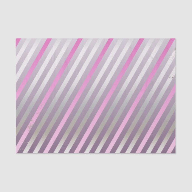 Silver, Gray, Pink Diagonal Stripe Tissue Paper (Front)