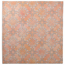 Silver Gray Pink Orange Metallic Filigree Pattern